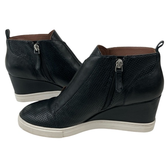 Linea Paolo Felicia Black Perforated Leather Wedge Sneaker, Size 8 - Picture 2 of 15